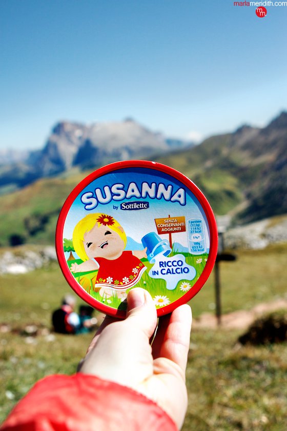 Susanna Cheese in the Italian Dolomites: my alpine snack. Isn't the packaging adorable!! MarlaMeridith.com ( @marlameridith )