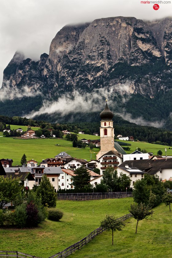Vols am Schlern. A beautiful, historic village on our Italian Dolomites trek. MarlaMeridith.com ( @marlameridith )