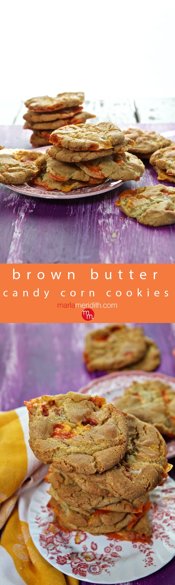 Brown Butter Candy Corn Cookies Recipe, these cookies are your go-to treat for #Halloween & fall themed celebrations! MarlaMeridith.com ( @marlameridith )