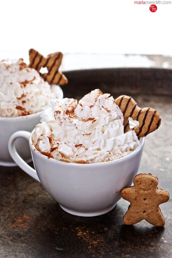 Cozy and cuddle up by the fire with these delicious Crockpot Gingerbread Lattes. Simple to make at home and no need to run to the local coffee shop! MarlaMeridith.com