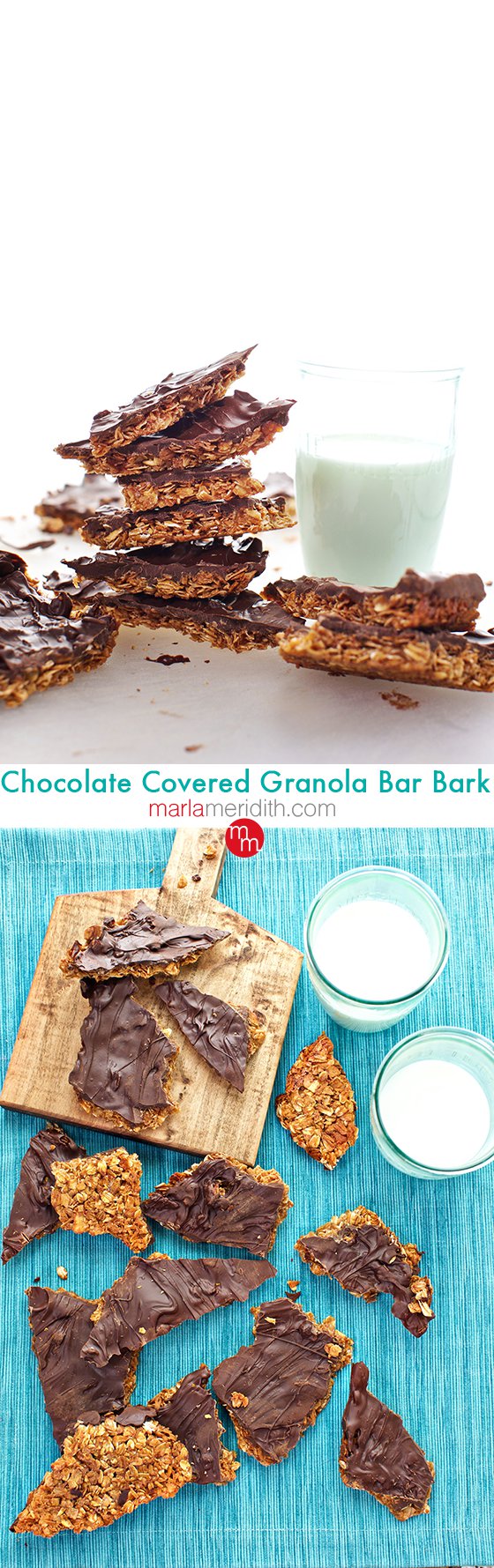 Chocolate Covered Granola Bar Bark, a gluten free recipe great in lunch boxes & perfect for homemade holiday gifts too! MarlaMeridith.com ( @marlameridith )