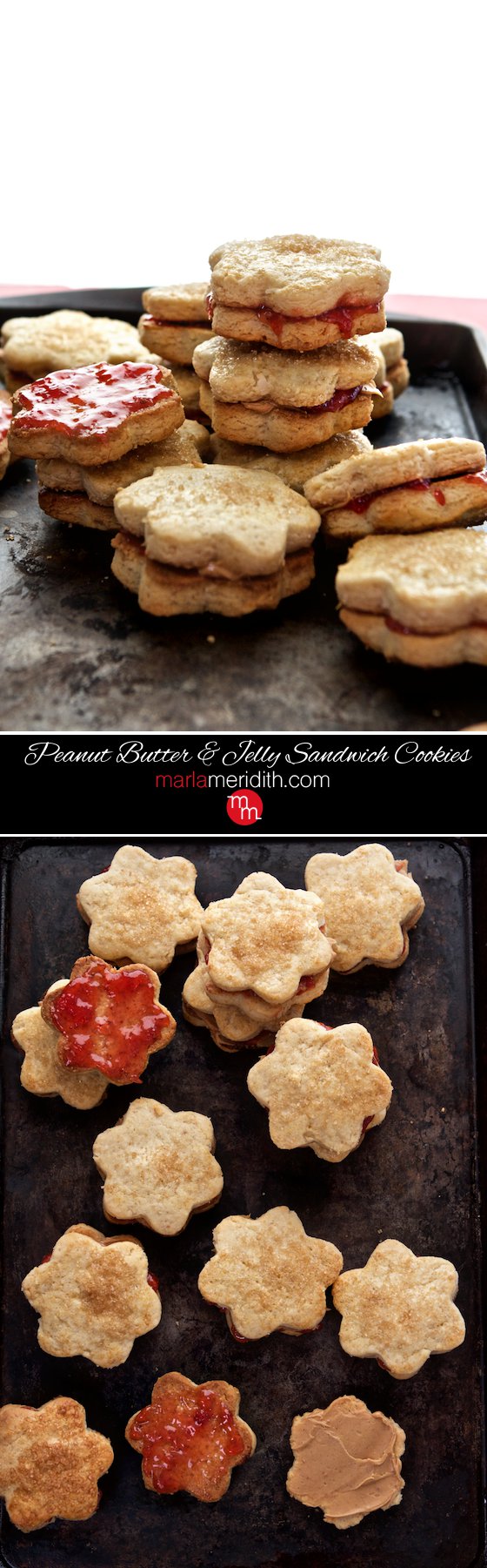 These Peanut Butter & Jelly Sandwich Cookies are the ultimate holiday cookies! MarlaMeridith.com ( @marlameridith )