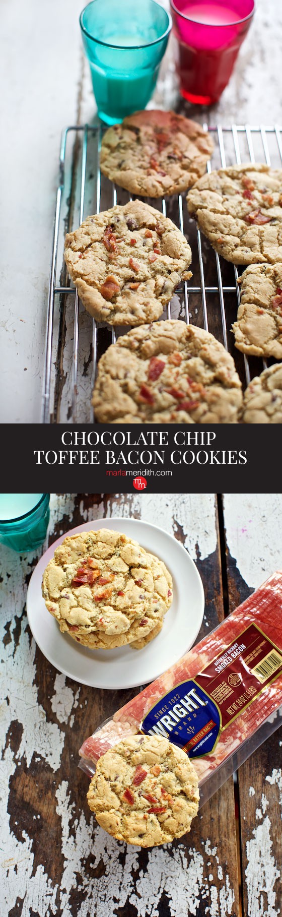 Chocolate Chip Toffee Bacon Cookies are seriously the best cookies ever! MarlaMeridith.com ( @marlameridith ) #BaconTheWrightWay