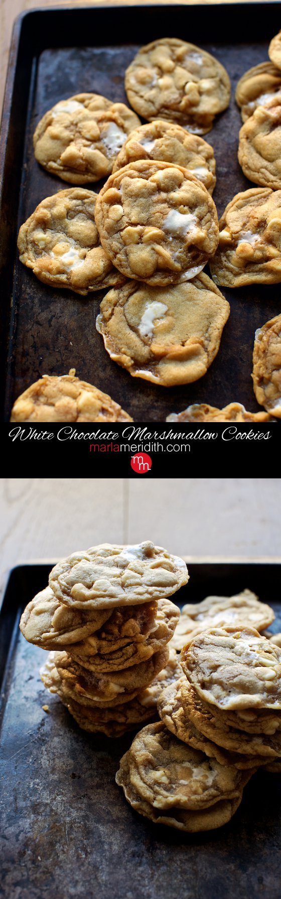 Mouthwatering! White Chocolate Marshmallow Cookies recipe, kids & adults will swoon over these chewy cookies! MarlaMeridith.com ( @marlameridith ) #holiday