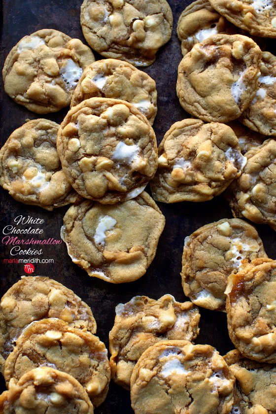 White Chocolate Marshmallow Cookies recipe | MarlaMeridith.com ( @marlameridith )