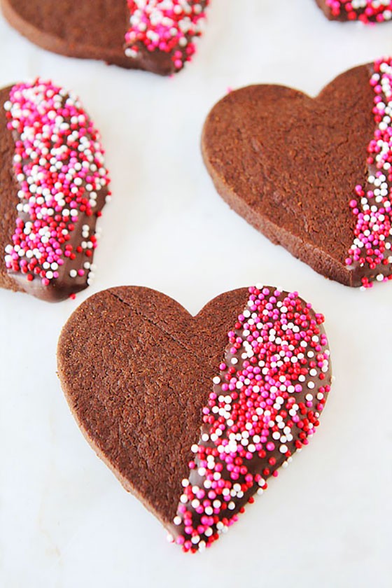 Chocolate Shortbread Heart Cookies by Two Peas and Their Pod | featured on MarlaMeridith.com ( @marlameriidith ) #valentinesday
