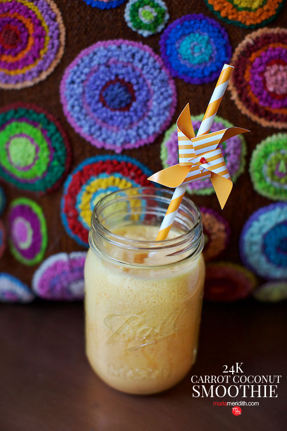 Start your day off right with our 24K Carrot Coconut Smoothie. So healthy & delicious! MarlaMeridith.com ( @marlameridith )