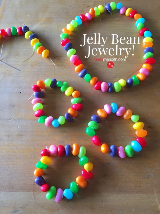 Make this easy Jelly Bean Jewelry for Easter! MarlaMeridith.com