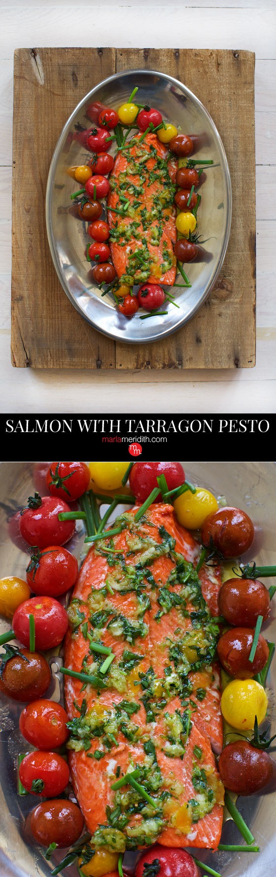 This Salmon with Tarragon Pesto #recipe bright has flavor & perfect for Spring lunches, dinners and entertaining. Enjoy! MarlaMeridith.com ( @marlameridith )