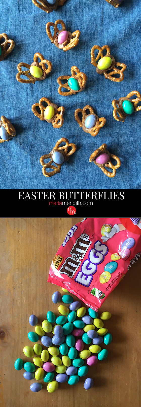 Make these Easter Butterflies with your kids. Only 3 ingredients & so fun! MarlaMeridith.com ( @marlameridith ) #craft #chocolate #Easter