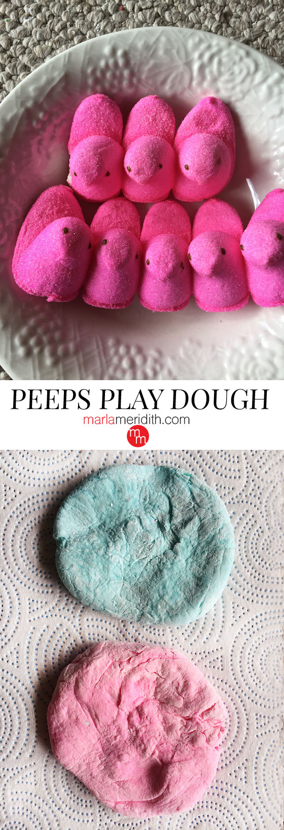 How-To make Peeps Play Dough! Your kids will love this easy, fun & silly craft for #Easter | MarlaMeridith.com