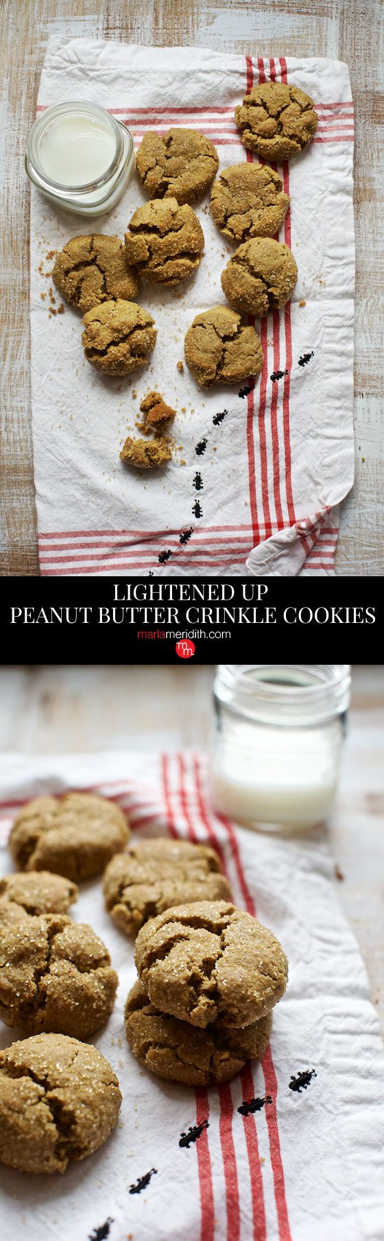 Lightened Up Peanut Butter Crinkle Cookies. Enjoy for #breakfast and lunch box snacks! MarlaMeridith.com ( @marlameridith )