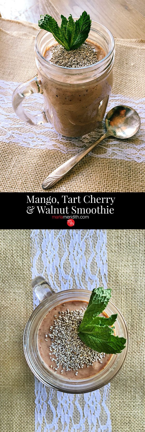 Mango, Tart Cherry & Walnut Smoothie a #vegan #recipe to enjoy any time of the day! MarlaMeridith.com ( @marlameridith )
