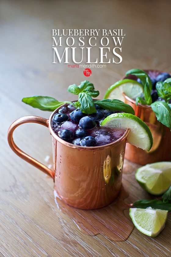 Try these delicious Blueberry Basil Moscow Mules. Get the recipe on MarlaMeridith.com