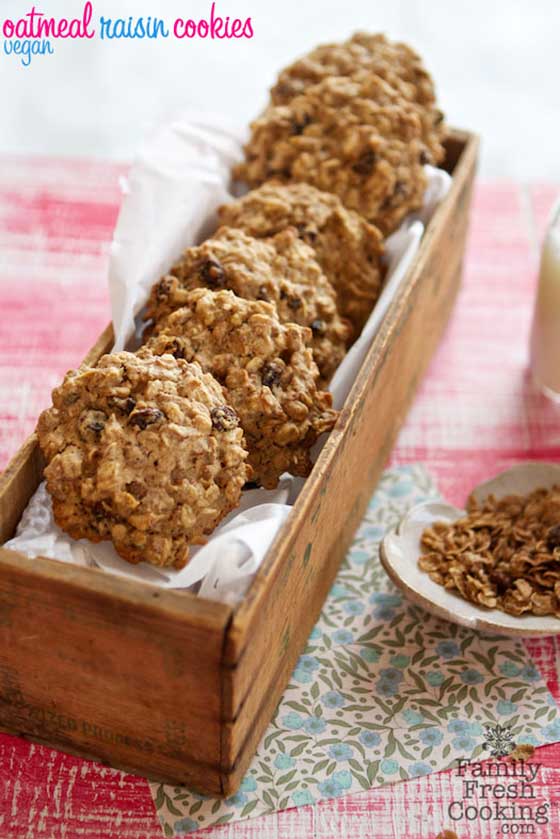 Our favorite vegan snack! Try these Oatmeal Raisin Cookies! Get the recipe on MarlaMeridith.com