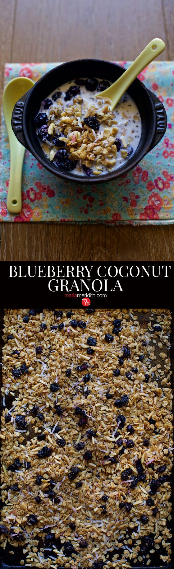 This Blueberry Coconut Granola recipe is a great for you on the go breakfast! MarlaMeridith.com ( @marlameridith )