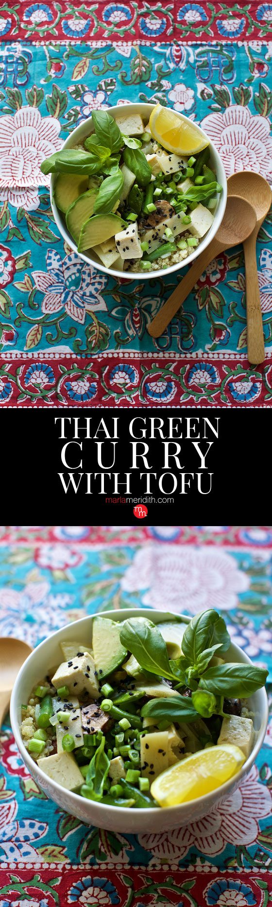 Thai Green Curry with Tofu recipe. As good as your local Thai restaurant & budget friendly! #meatlessmonday MarlaMeridith.com ( @marlameridith )