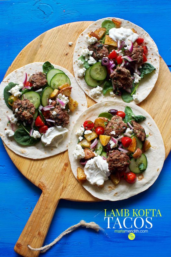 Lamb Kofta Tacos you will love the Mediterranean twist! Get the recipe on marlameridith.com