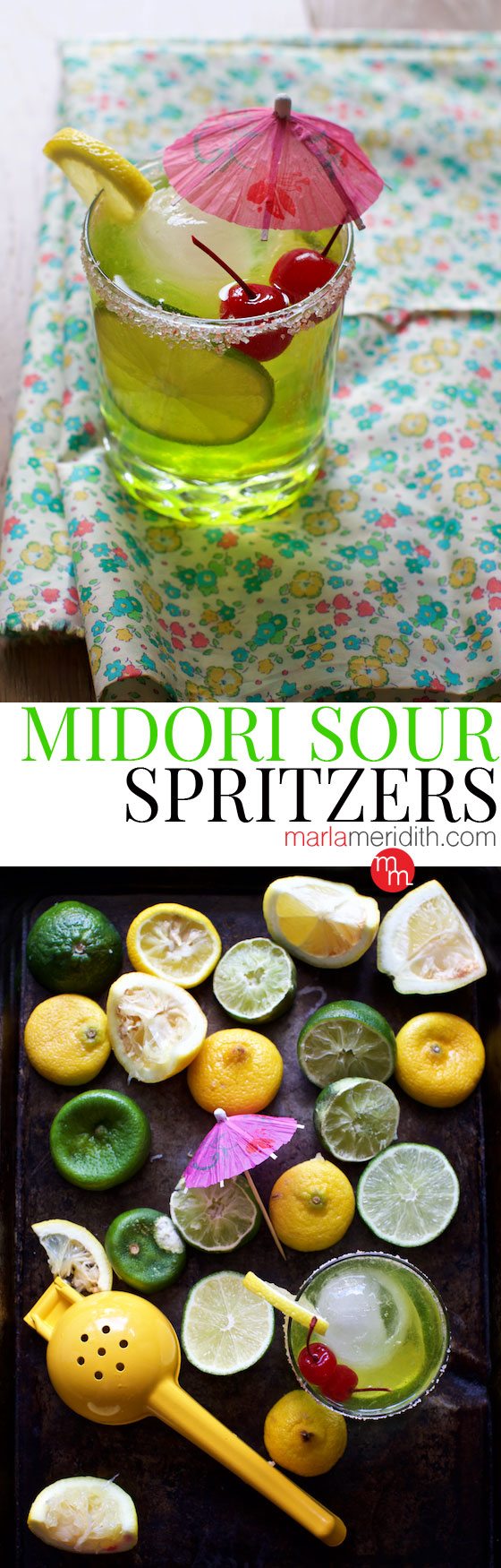 A refreshing summer #cocktail MIDORI SOUR SPRITZERS recipe. With a video demo! MarlaMeridith.com ( @marlameridith )