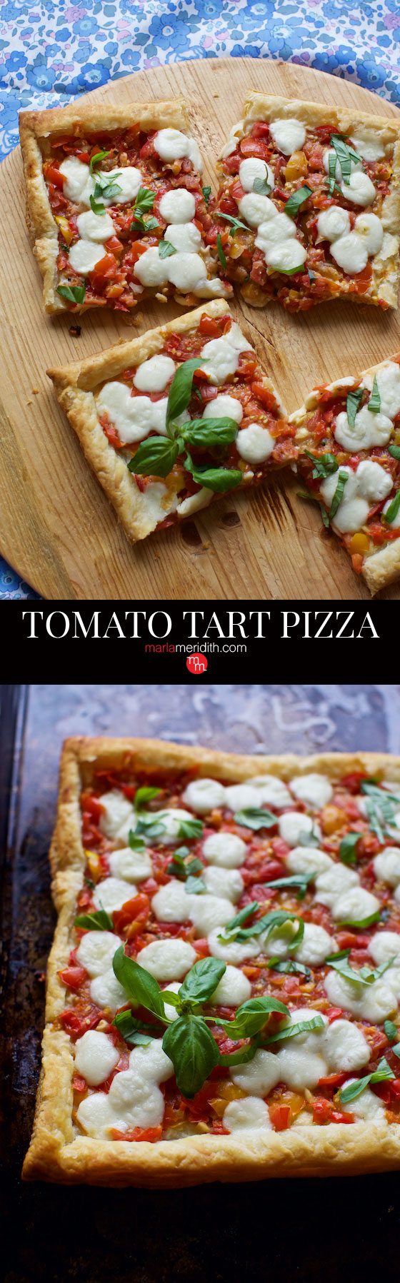 TOMATO TART PIZZAS: Every one will be excited to dive into this recipe. Customize with your favorite toppings! MarlaMeridith.com ( @marlameridith )