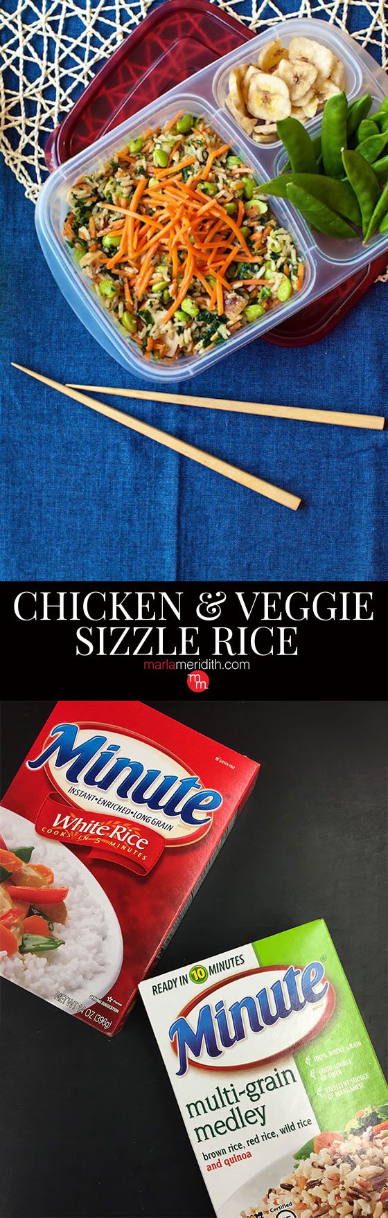 CHICKEN & VEGGIE RICE STIR FRY recipe on MarlaMeridith.com ( @marlameridith ) MixInMinute @MinuteRiceUS AD