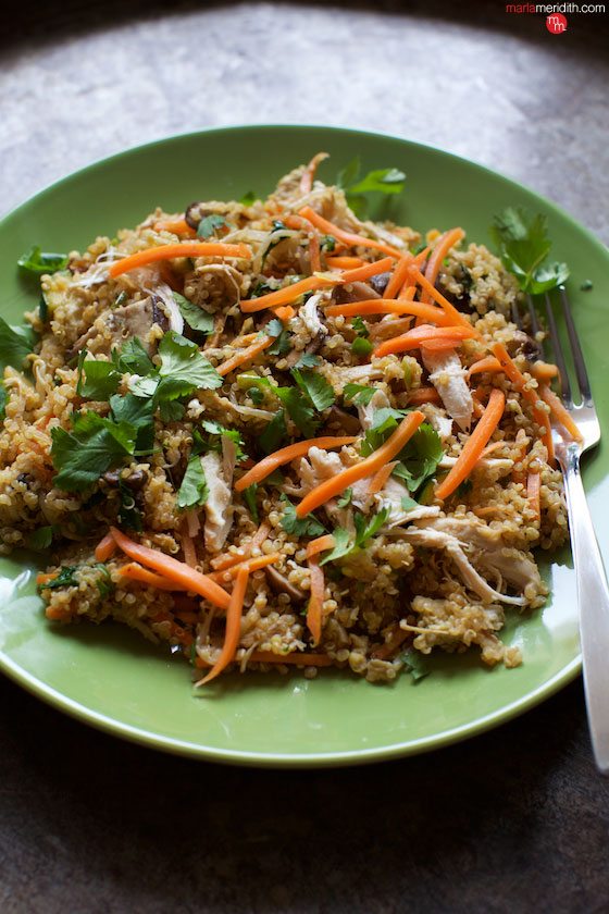 What to do with all that leftover Thanksgiving turkey? Make this super delicious TURKEY QUINOA "FRIED RICE" MarlaMeridith.com ( @marlameridith )