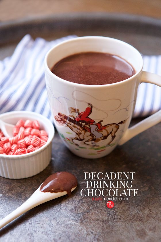 Decadent Drinking Chocolate #recipe The ultimate treat for chocolate lovers! MarlaMeridith.com #hotcooca #chocolate