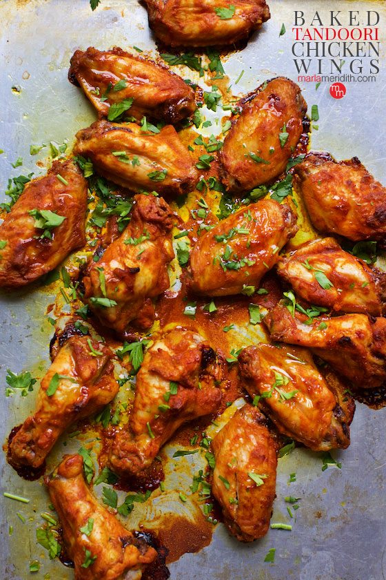 Baked Tandoori Chicken Wings recipe | MarlaMeridith.com