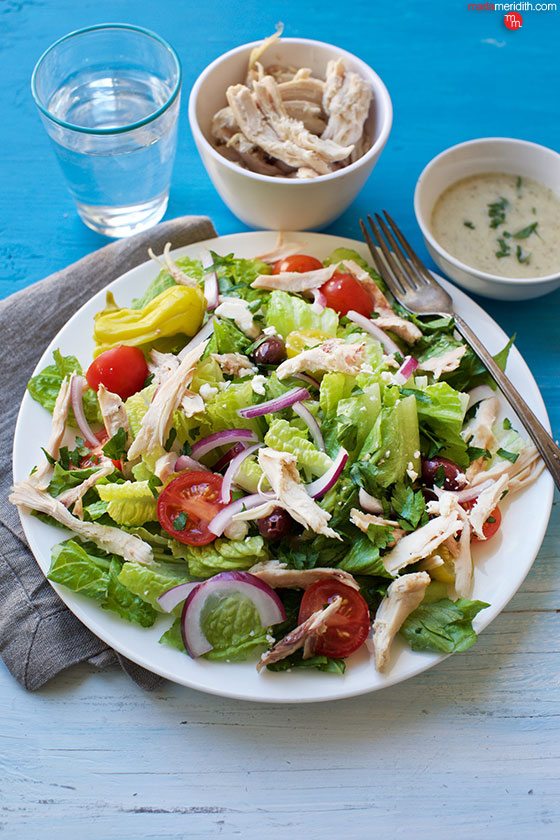 Best ever recipes for Thanksgiving Leftovers! Turkey Greek Salad | MarlaMeridith.com @marlameridith
