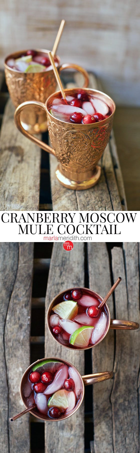 Our Cranberry Moscow Mule Cocktail would be so beautiful at your holiday table! MarlaMeridith.com ( @marlameridith ) #cocktail #recipe
