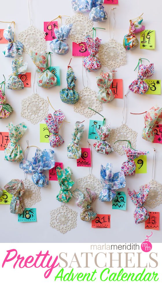Pretty Satchels Advent Calendar DIY Craft. Make the countdown to Christmas more fun! MarlaMeridith.com ( @marlameridith )