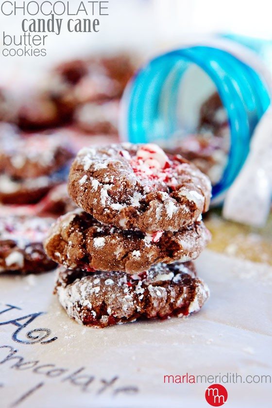 Chocolate Candy Cane Butter Cookies, get the delicious recipe on MarlaMeridith.com