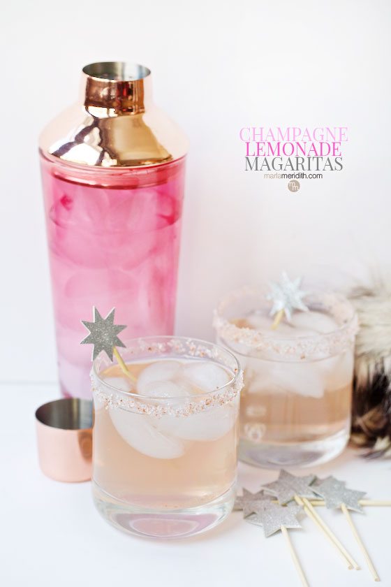 These Sparkling Lemonade Champagne Margaritas are the most festive way to ring in the New Year! MarlaMeridith.com