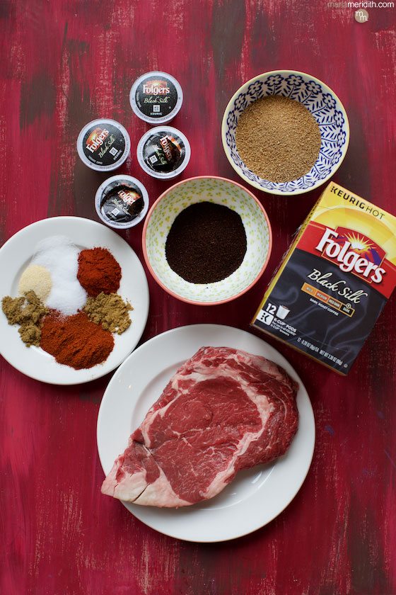 Coffee Rubbed Ribeye Steak with @Folgers Get this delicious recipe on MarlaMeridith.com ( @marlameridith ) #ad
