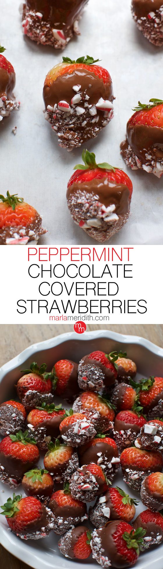 Peppermint Chocolate Covered Strawberries. A delicious holiday treat! MarlaMeridith.com ( @marlameridith )