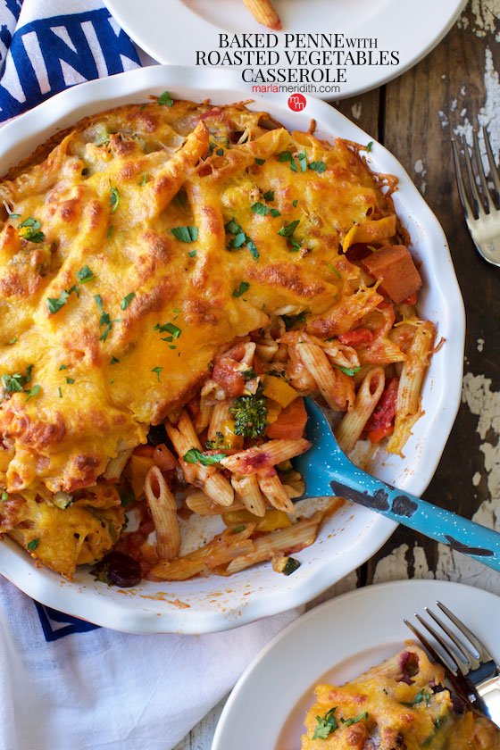 baked penne with roasted vegetables casserole