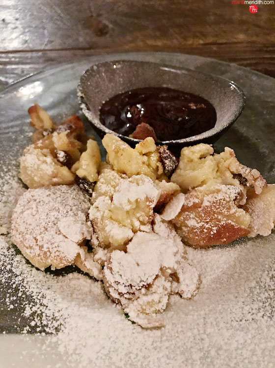 Kaiserschmarrn. A doughy, shredded pancake with plum sauce. It's to die for! MarlaMeridith.com ( @marlameridith )