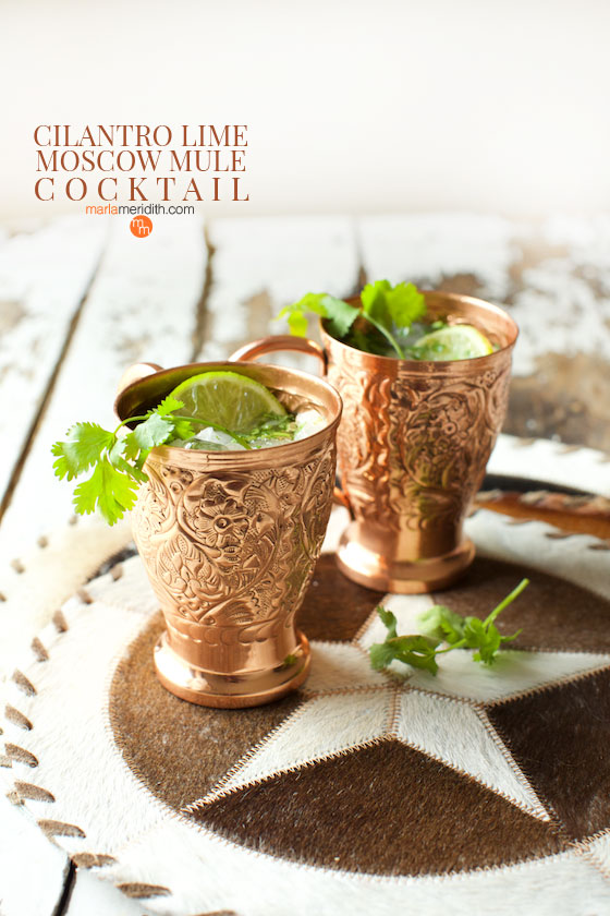 We love this Cilantro Lime Moscow Mule cocktail for summer get togethers. Get the recipe on MarlaMeridith.com