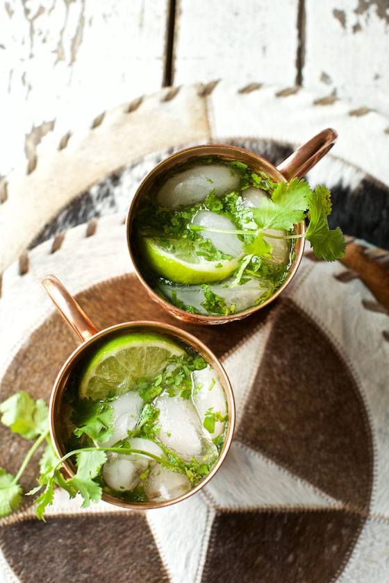 Cilantro Lime Moscow Mule cocktail is refreshing for summer! MarlaMeridith.com