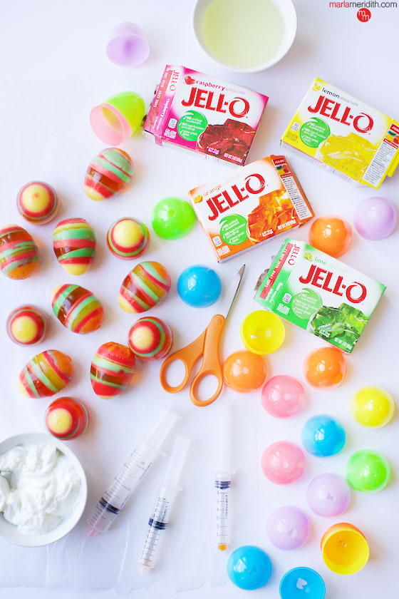 Have fun with your kids making this edible craft! Rainbow Jell-O Easter Eggs on MarlaMeridith.com ( @marlameridith )