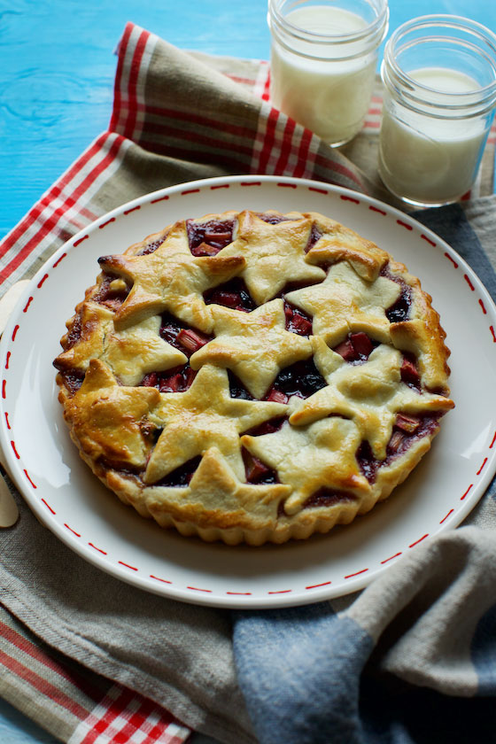 Rhubarb Blueberry Tart with Shortbread Crust recipe | MarlaMeridith.com ( @marlameridith )