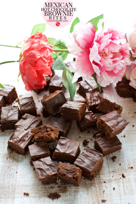 Get the mouth watering recipe for Mexican Hot Chocolate Brownies Bites on marlameridith.com