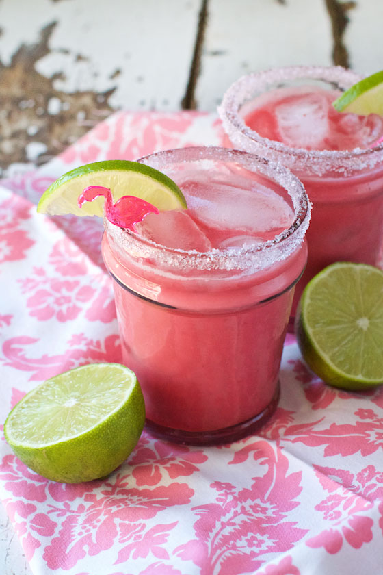 Raspberry Coconut Margaritas recipe: cool, creamy and berrylicious! MarlaMeridith.com ( @marlameridith )