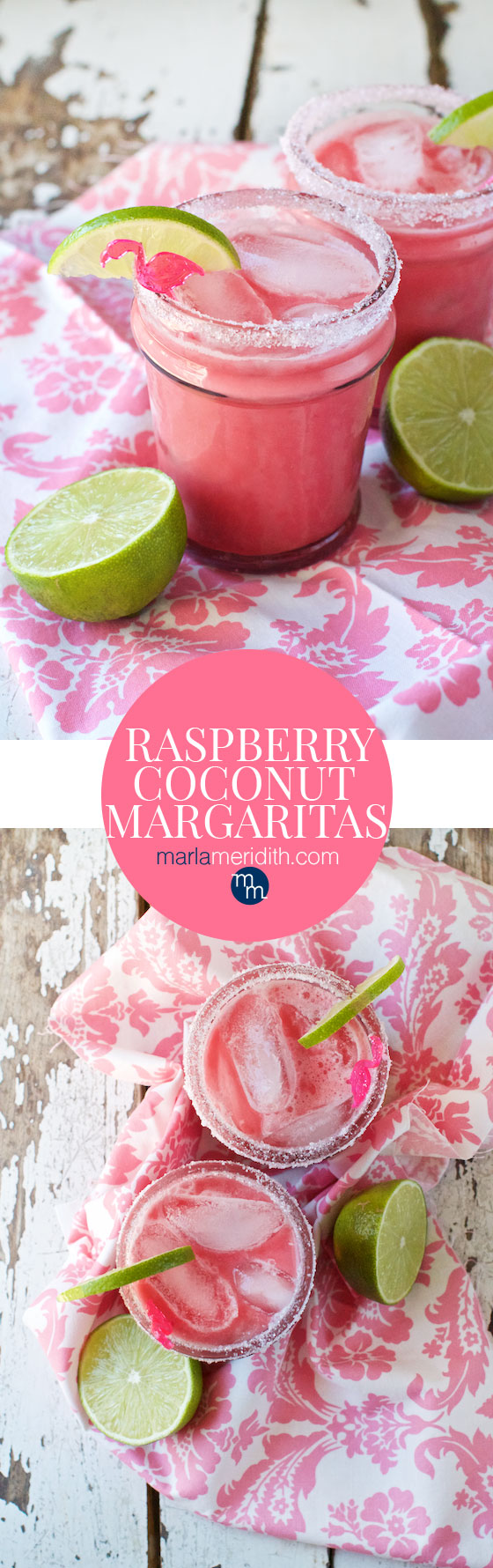 Raspberry Coconut Margaritas recipe: cool, creamy and berrylicious! MarlaMeridith.com ( @marlameridith )