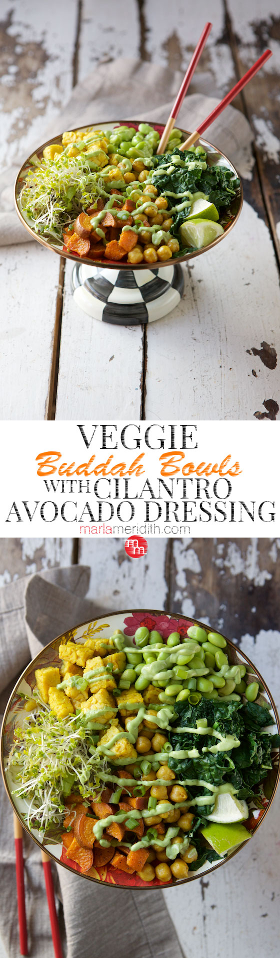 Veggie Buddha Bowls with Cilantro Avocado Dressing recipe | MarlaMeridith.com ( @marlameridith )