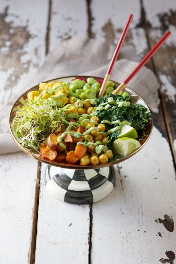 Veggie Buddha Bowls with Cilantro Avocado Dressing recipe | MarlaMeridith.com ( @marlameridith )