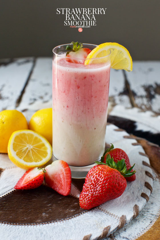 Try this simple, delicious and refreshing Strawberry Banana Smoothie today! MarlaMeridith.com #recipe #smoothie