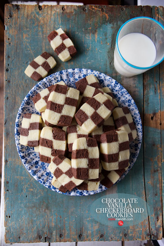 Tasty and beautiful! Chocolate and Vanilla Checkerboard Cookies recipe on MarlaMeridith.com