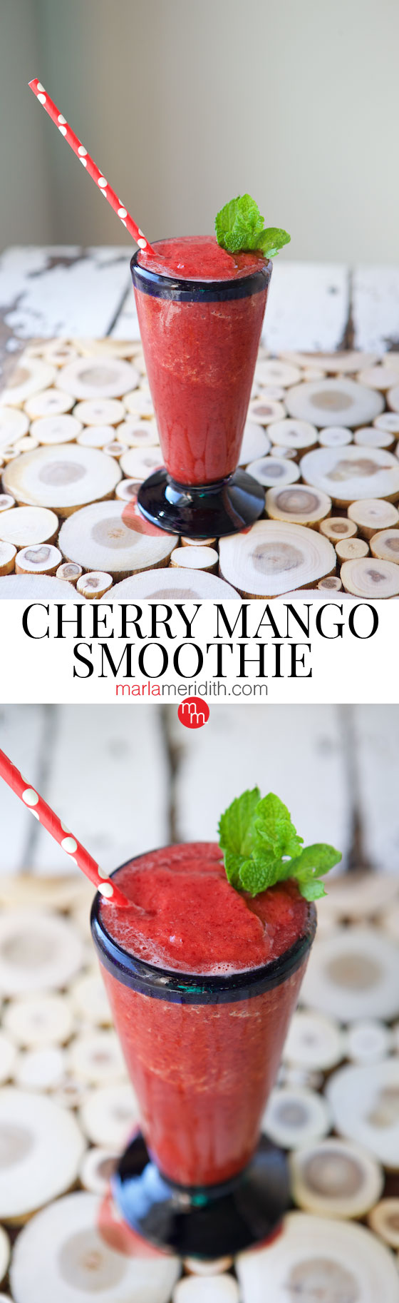 This Cherry Mango Smoothie recipe is the perfect summer refresher! MarlaMeridith.com ( @marlameridith )