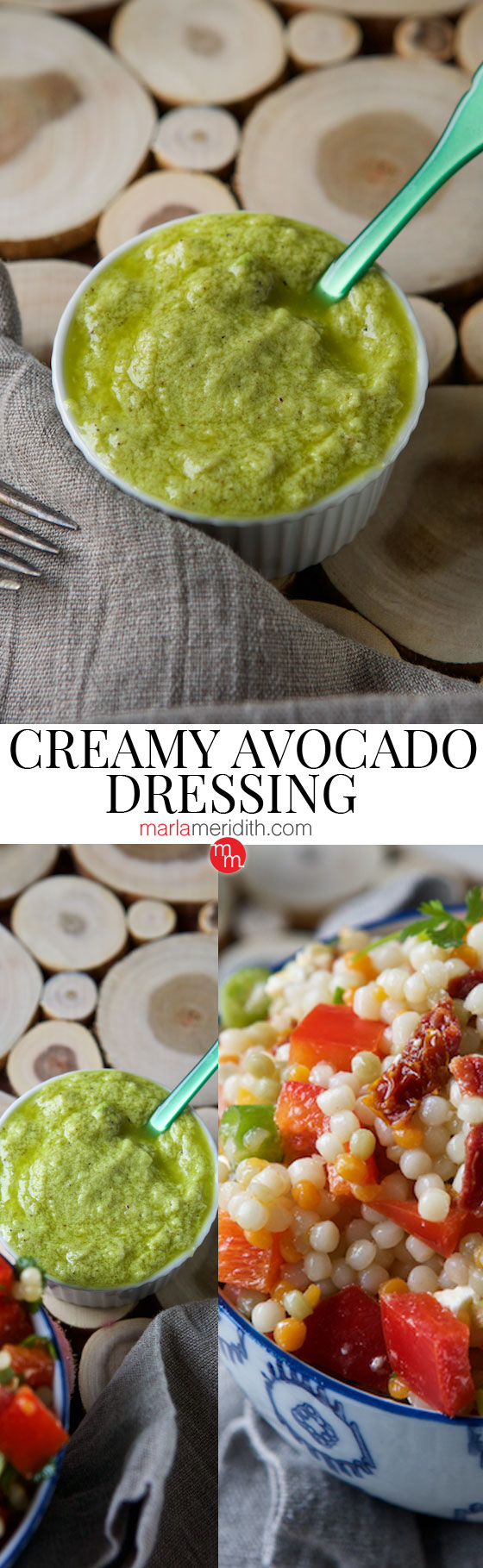 Veggie Couscous with Creamy Avocado Dressing | recipe can be found on MarlaMeridith.com ( @marlameridith )